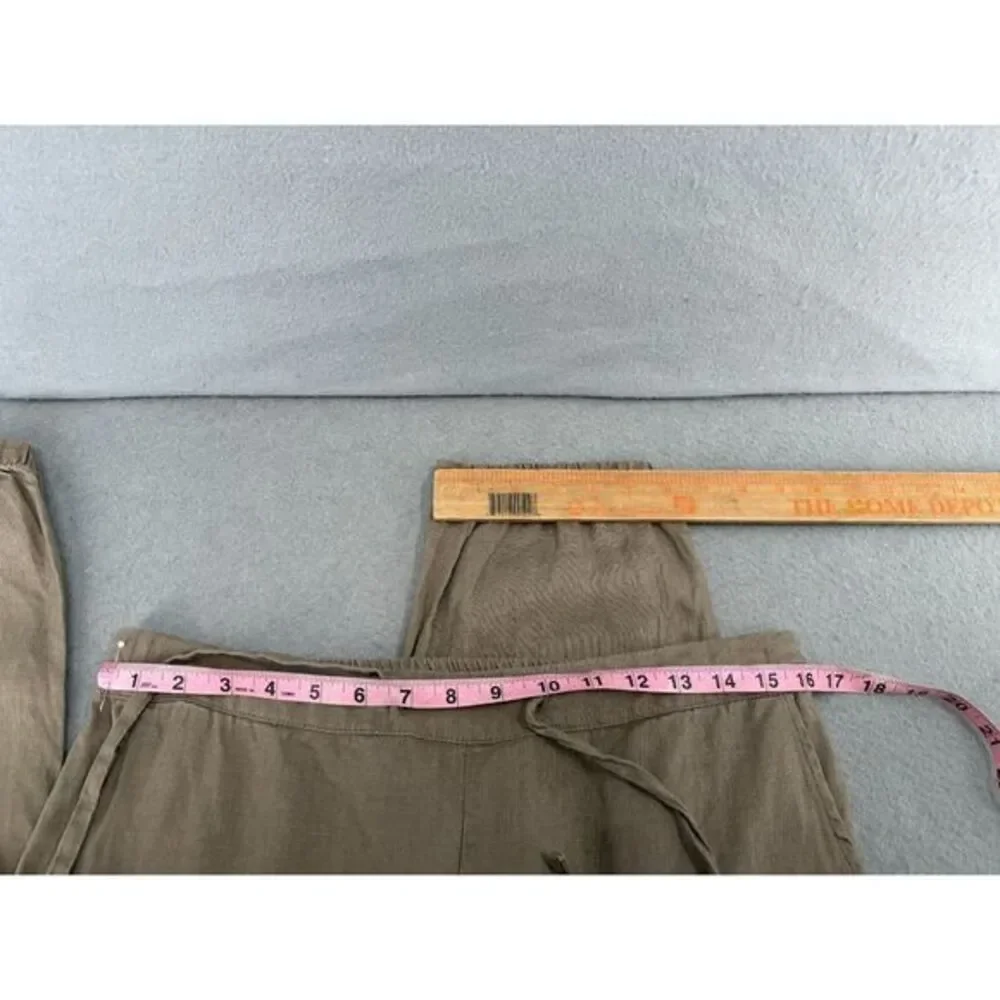 XIMO Pants Womens Size L Brown 100% Linen Jogger‎ Minimalist Neutral Lagenlook